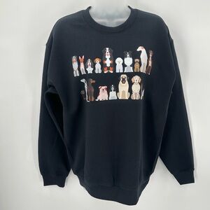 Dogs Sweatshirt Adult M Gildan Heavy Weight Black Graphic Crewneck Pullover L/S